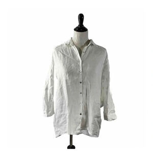 120 Lino White Embroidered Shirt